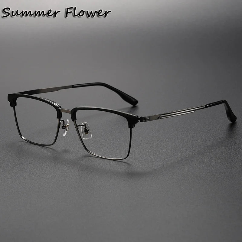 Summer Flower Unisex Full Rim Square Acetate Titanium Eyeglasses 63060