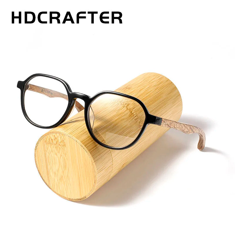 Hdcrafter Unisex Full Rim Flat Top Square Wood Acetate Eyeglasses 7592 Full Rim Hdcrafter Eyeglasses