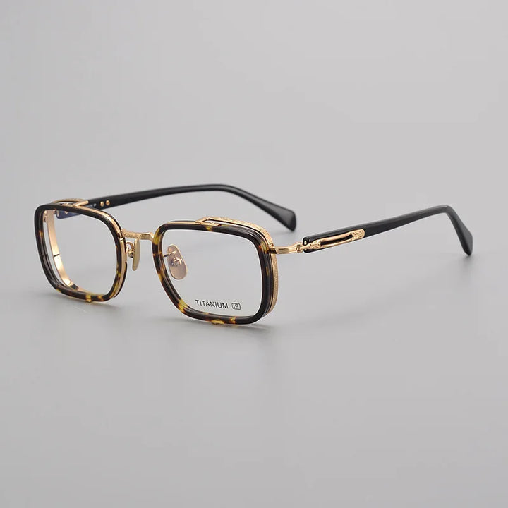 Black Mask Women's Full Rim Square Titanium Acetate Eyeglasses 41055 Full Rim Black Mask Tortoise  