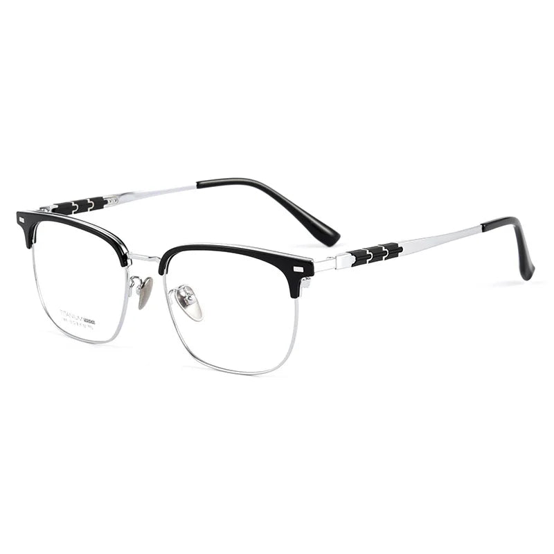 Handoer Men's Semi Rim Titanium Prescription Eyeglasses 9019BT