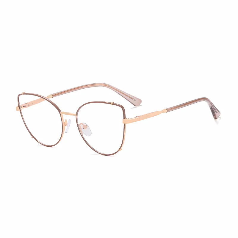 Ralferty Women's Full Rim Cat Eye Alloy Eyeglasses R81199 Full Rim Ralferty C5 Khaki CHINA 