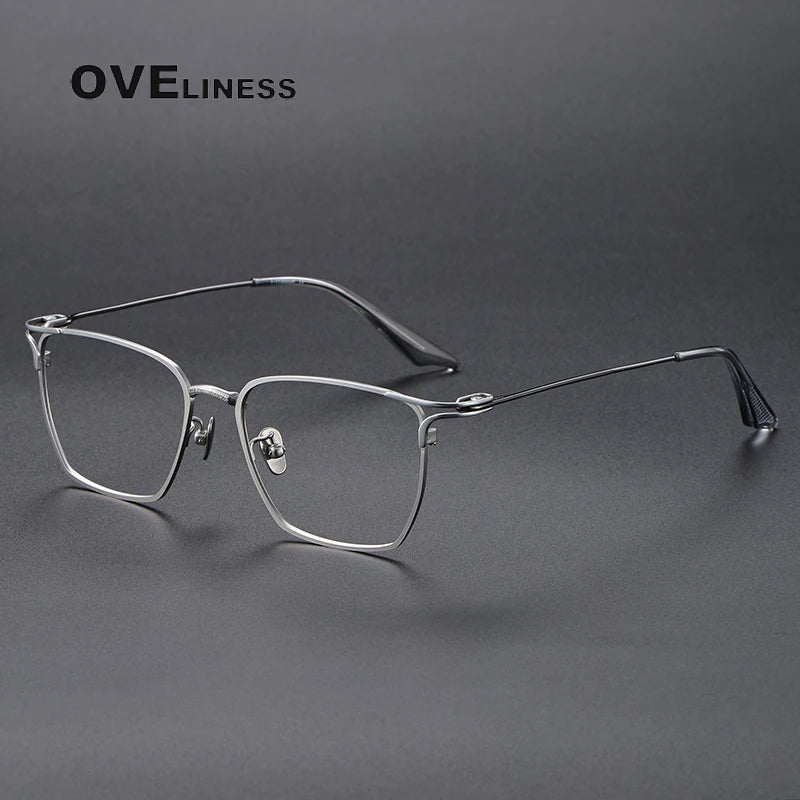 Oveliness Unisex Full Rim Square Titanium Eyeglasses 80999 Full Rim Oveliness silver  