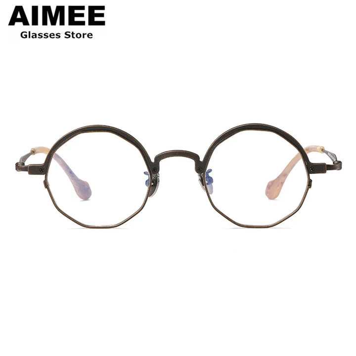 Aimee Unisex Full Rim Round Polygon Titanium Eyeglasses 6067 Full Rim Aimee   