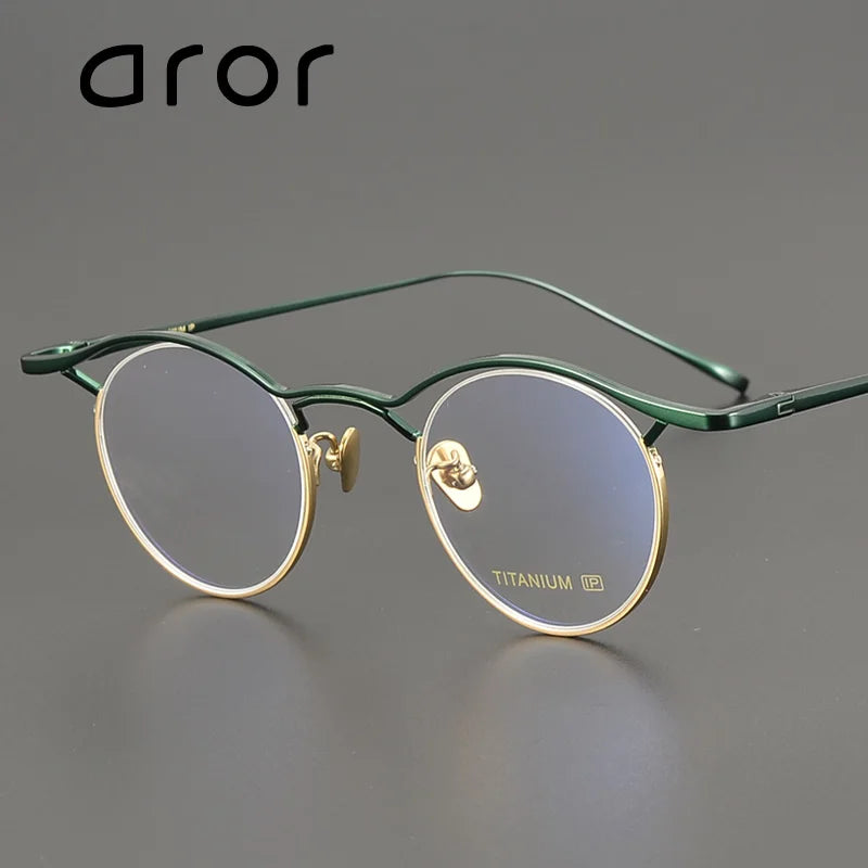 Aror Unisex Full Rim Round Titanium Eyeglasses 44901 Full Rim Aror