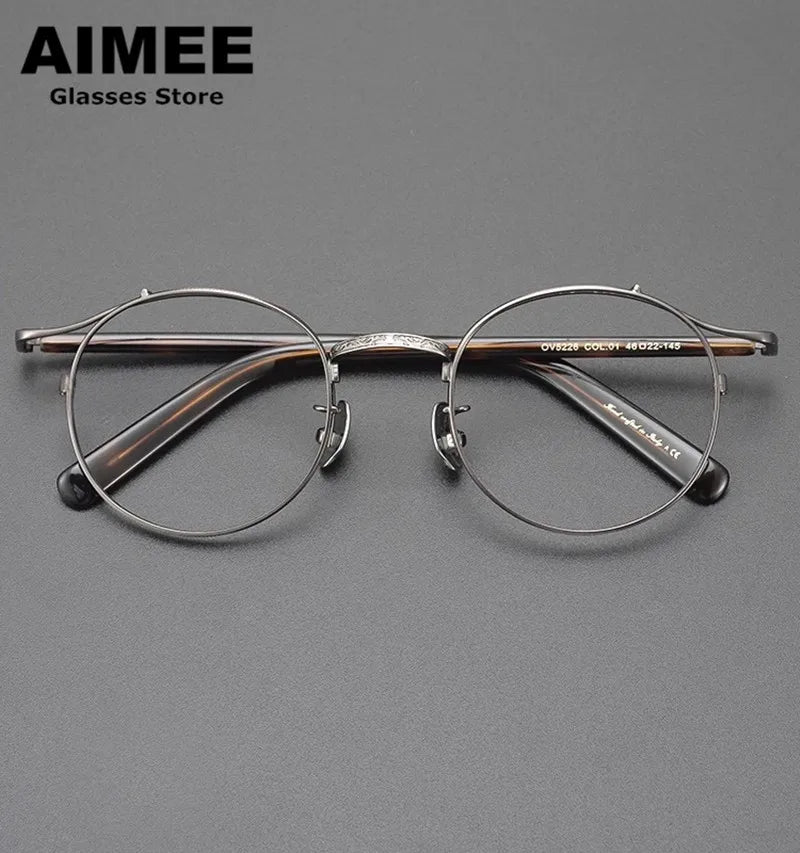 Aimee Unisex Full Rim Round Oval Titanium Acetate Eyeglasses 14050 Full Rim Aimee   