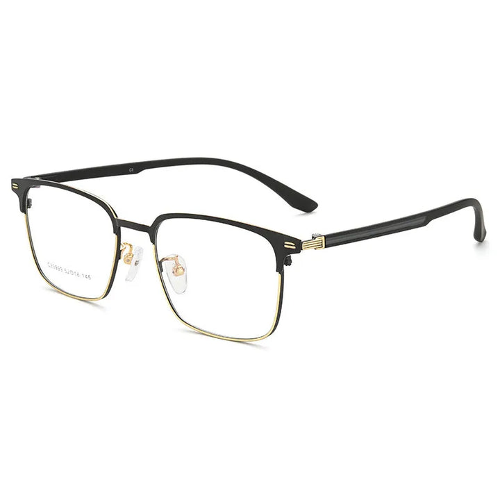 Kocolior Unisex Full Rim Square Alloy Hyperopic Reading Glasses 33999 Reading Glasses Kocolior Black Gold China +25