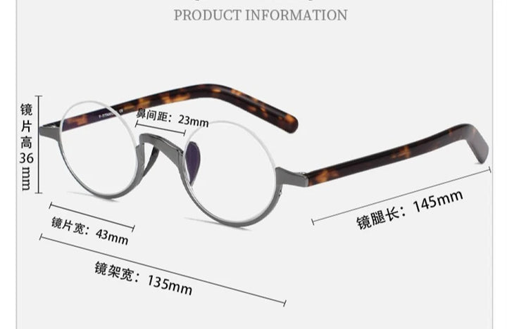 Black Mask Women's Semi Rim Round Titanium Acetate Eyeglasses 366980