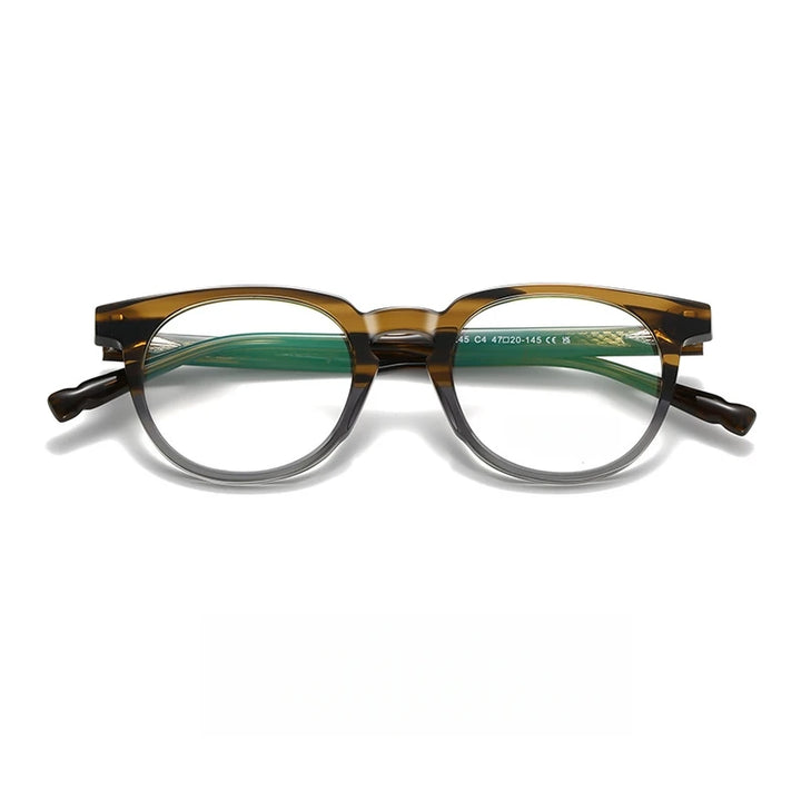 Yimaruili Women's Full Rim Round Acetate Alloy Eyeglasses 622245