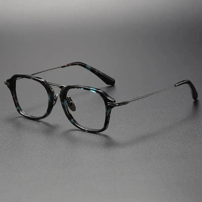 Vicky Men's Full Rim Big Flat Top Square Titanium Reading Glasses 44413 — view 2 | Vicky at FuzWeb