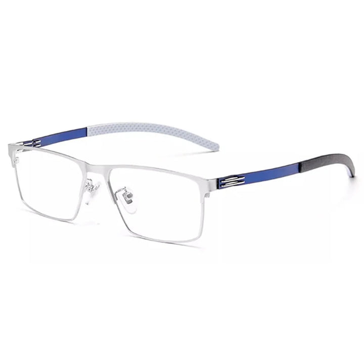 KatKani Men's Full Rim Square Screwless Alloy Sport Eyeglasses 8369 Full Rim KatKani Eyeglasses Silver  