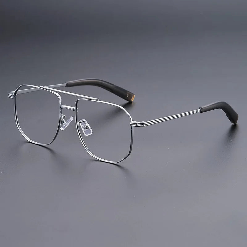 Hdcrafter Men's Full Rim Square Double Bridge Titanium Eyeglasses 94247