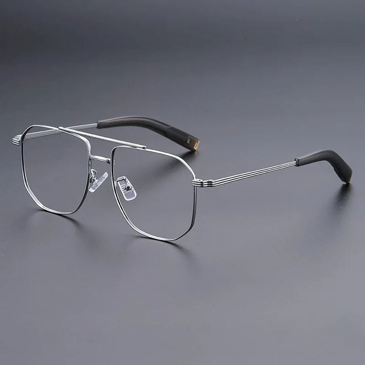 Hdcrafter Men's Full Rim Square Double Bridge Titanium Eyeglasses 94247