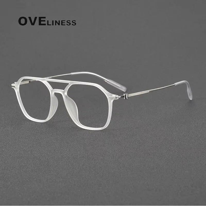 Oveliness Women's Full Rim Square Double Bridge Titanium Eyeglasses 398671