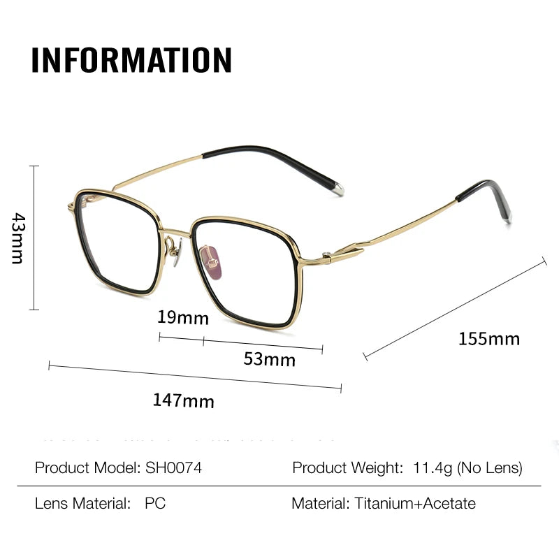 Muzz SH0074 men's square titanium acetate prescription eyeglasses — view 2