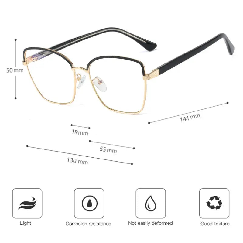 Handoer Women's Full Rim Square Cat Eye Tr 90 Alloy Eyeglasses 95720