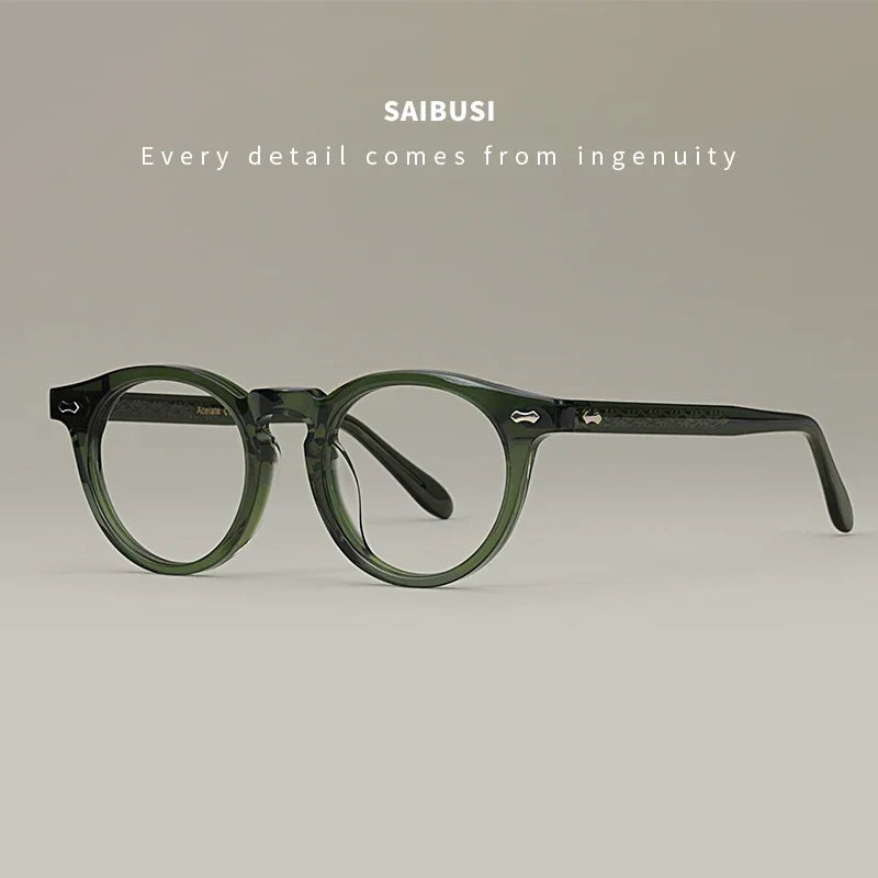 Hewei Unisex Full Rim Round Acetate Eyeglasses 1505 Full Rim Hewei green  