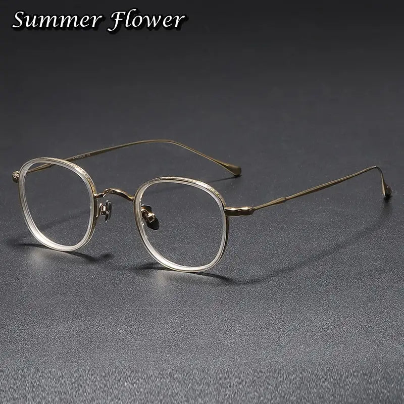 Summer Flower Women's Full Rim Square Acetate Titanium Eyeglasses 137141