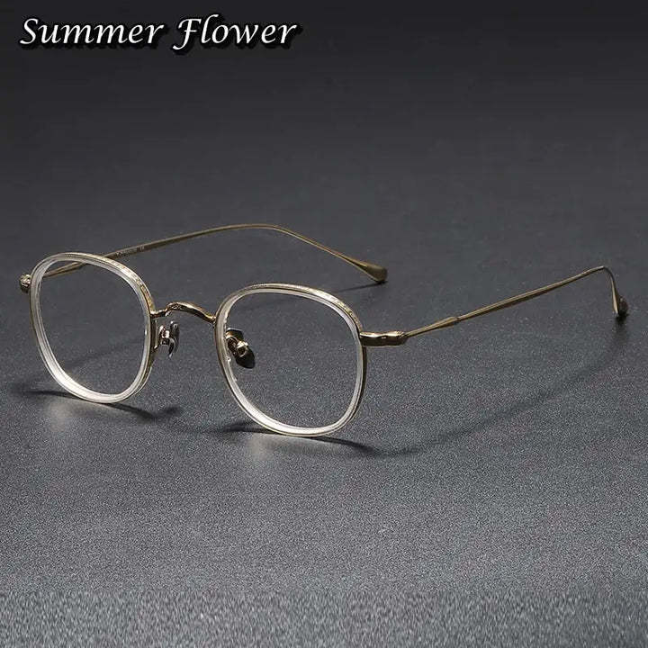 Summer Flower Women's Full Rim Square Acetate Titanium Eyeglasses 137141