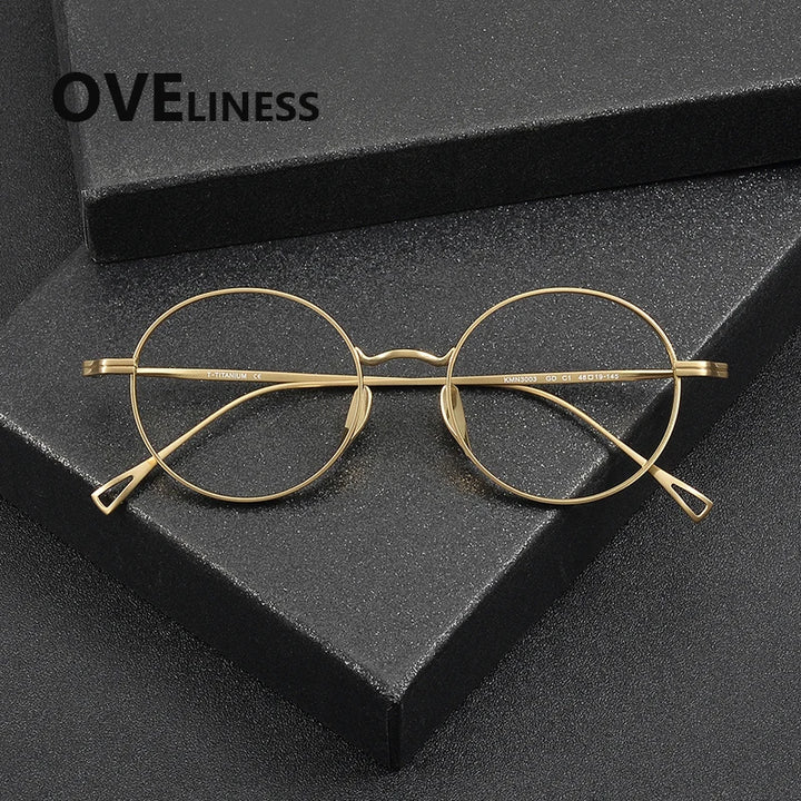 Oveliness Unisex Full Rim Round Titanium Eyeglasses 64003