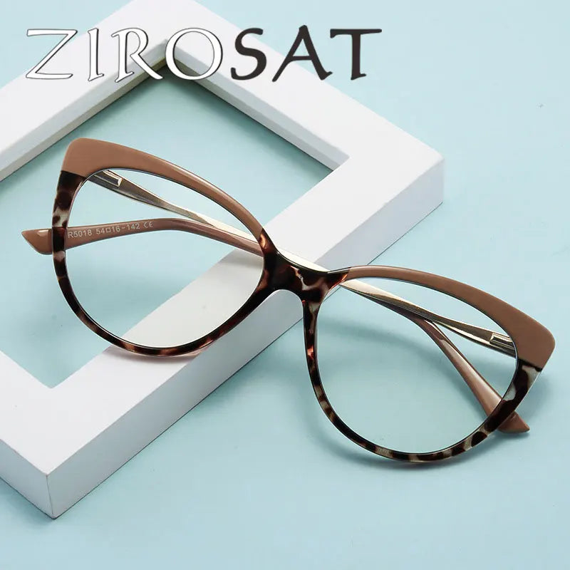 Zirosat Women's Full Rim Oval Cat Eye Tr 90 Alloy Eyeglasses 55018