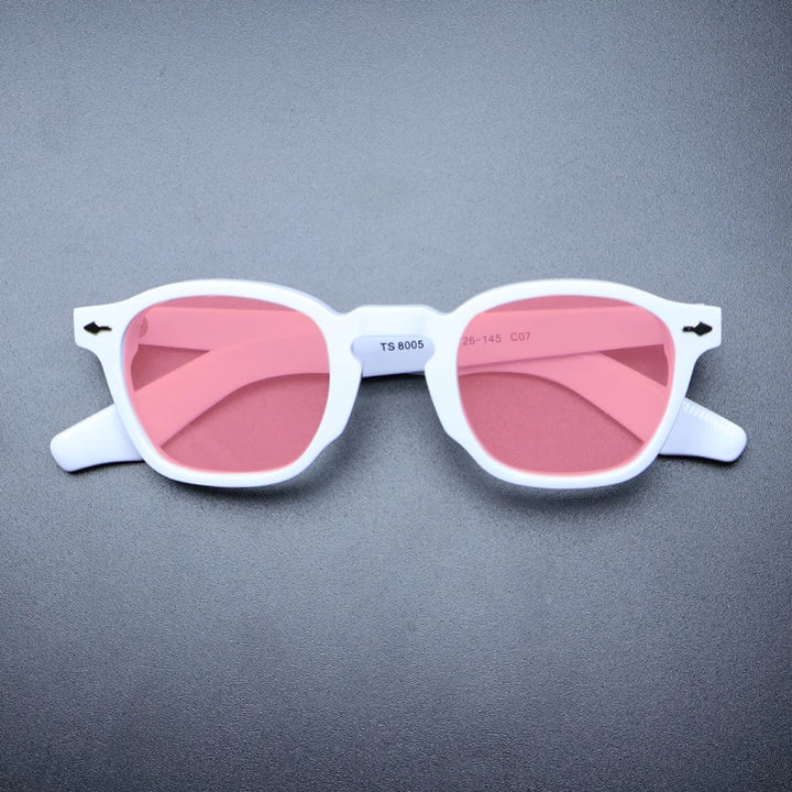 Gatenac Unisex Full Rim Square Acetate Polarized Sunglasses M009 Sunglasses Gatenac White Pink  
