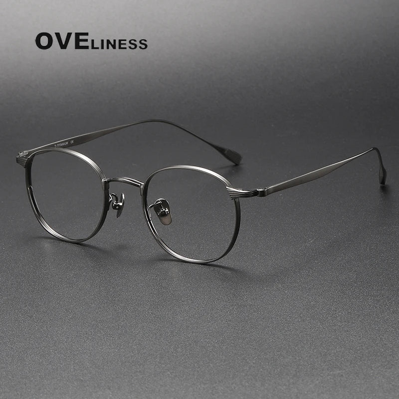 Oveliness Unisex Full Rim Oval Titanium Eyeglasses 0184 Full Rim Oveliness gun  