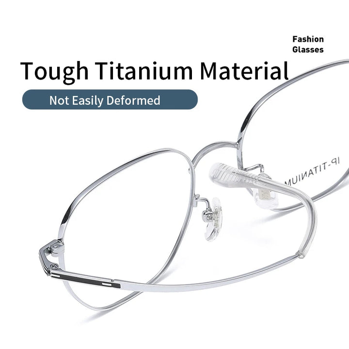 KatKani Unisex Full Rim Polygon Titnaium Alloy Eyeglasses 98447 Full Rim KatKani Eyeglasses   