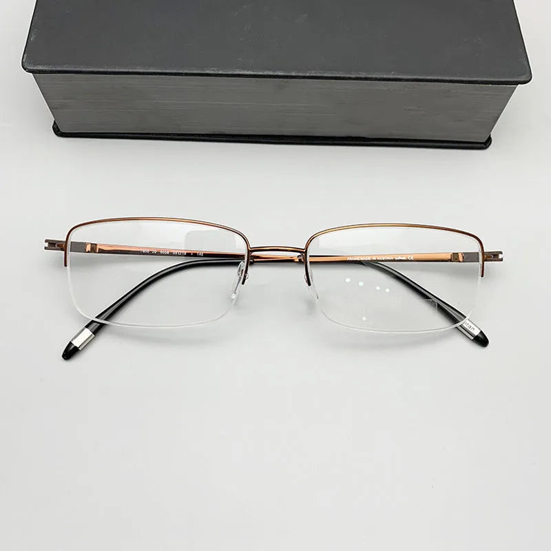 Summer Flower Men's Semi Rim Square Titanium Eyeglasses 9850