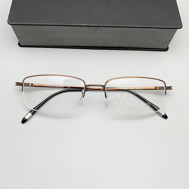 Summer Flower Men's Semi Rim Square Titanium Eyeglasses 9850