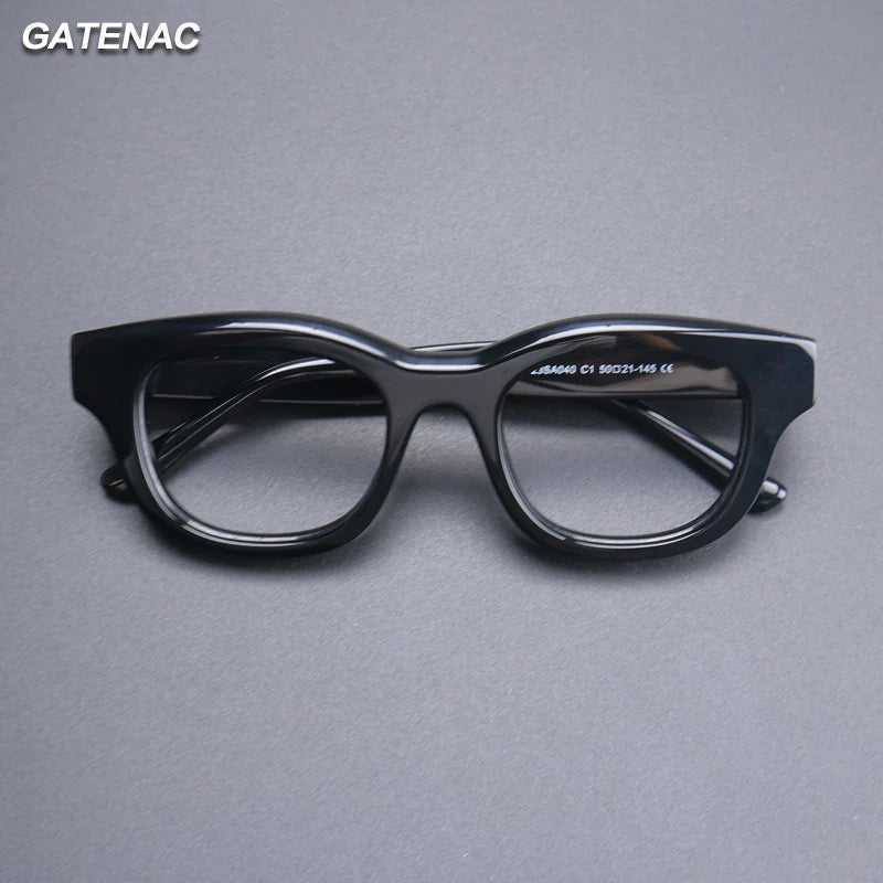 Gatenac Unisex Full Rim Oval Square Thick Acetate Eyeglasses Gxyj1534 Full Rim Gatenac   