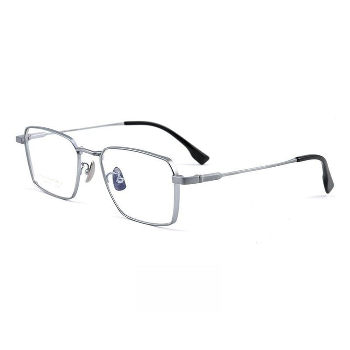 Yimaruili Men's Full Rim Square Titanium Eyeglasses 205ct Full Rim Yimaruili Eyeglasses Silver  