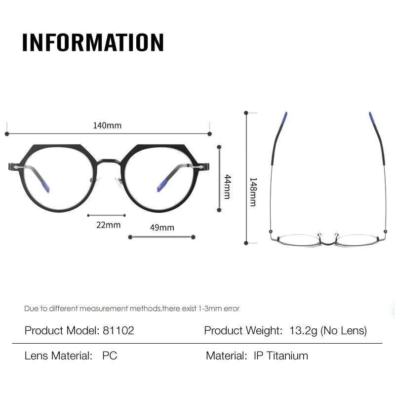 Muzz 81102 unisex screwless IP titanium prescription eyeglasses — view 2