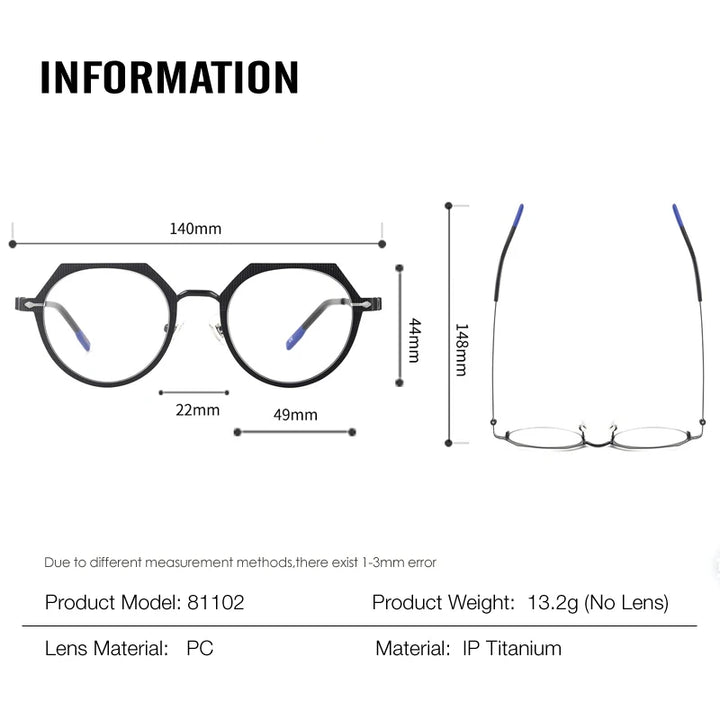 Muzz 81102 unisex screwless IP titanium prescription eyeglasses — view 2