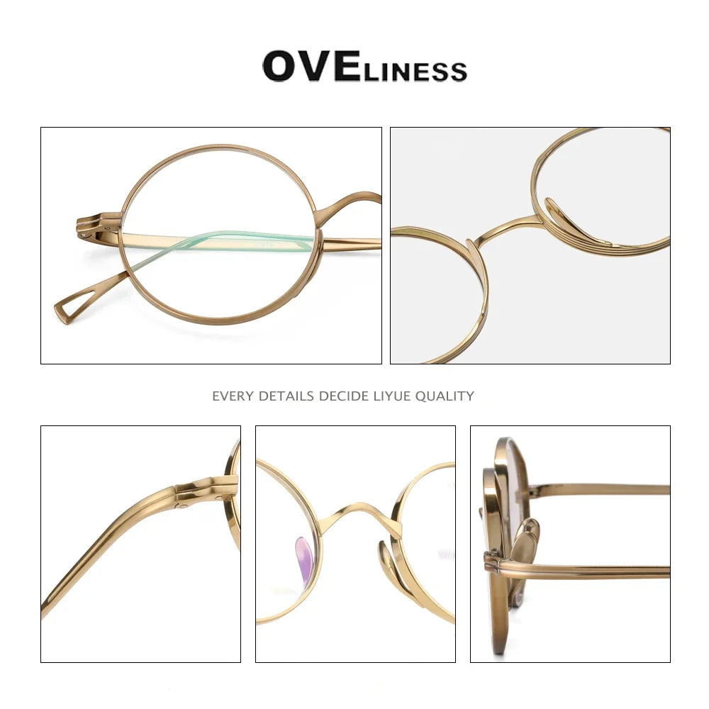 Oveliness Unisex Full Rim Round Titanium Eyeglasses R10518 Full Rim Oveliness   