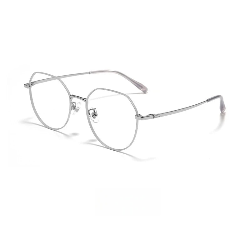 Yimaruili Unisex Full Rim Polygon Titanium Eyeglasses Y0847 Full Rim Yimaruili Eyeglasses Silver  