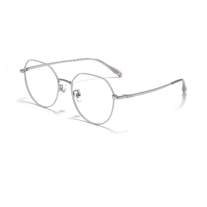 Yimaruili Unisex Full Rim Polygon Titanium Eyeglasses Y0847 Full Rim Yimaruili Eyeglasses Silver  