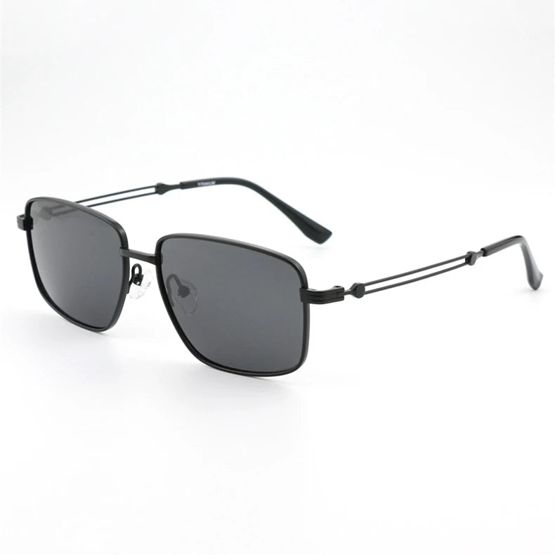 Black Mask Men Full Rim Square Titanium Polarized Sunglasses BM-1109S