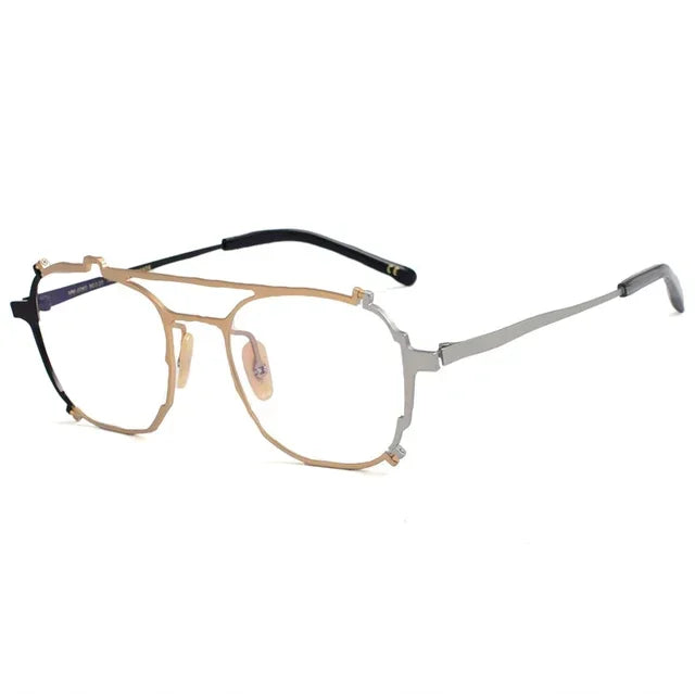 Aror Unisex Full Rim Square Double Bridge Titanium Eyeglasses 49480 Full Rim Aror BLACK GRAY