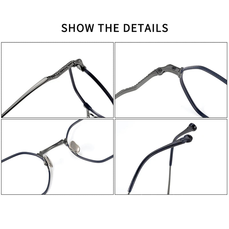 Black Mask Unisex Full Rim Flat Top Polygon Titanium Eyeglasses 40047 Full Rim Black Mask   