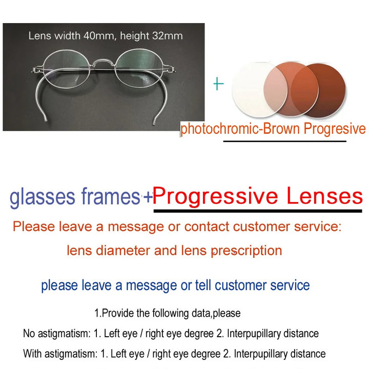 Yujo Unisex Full Rim Oval Stainless Steel Eyeglasses 4032 Full Rim Yujo Progressive Brown CHINA