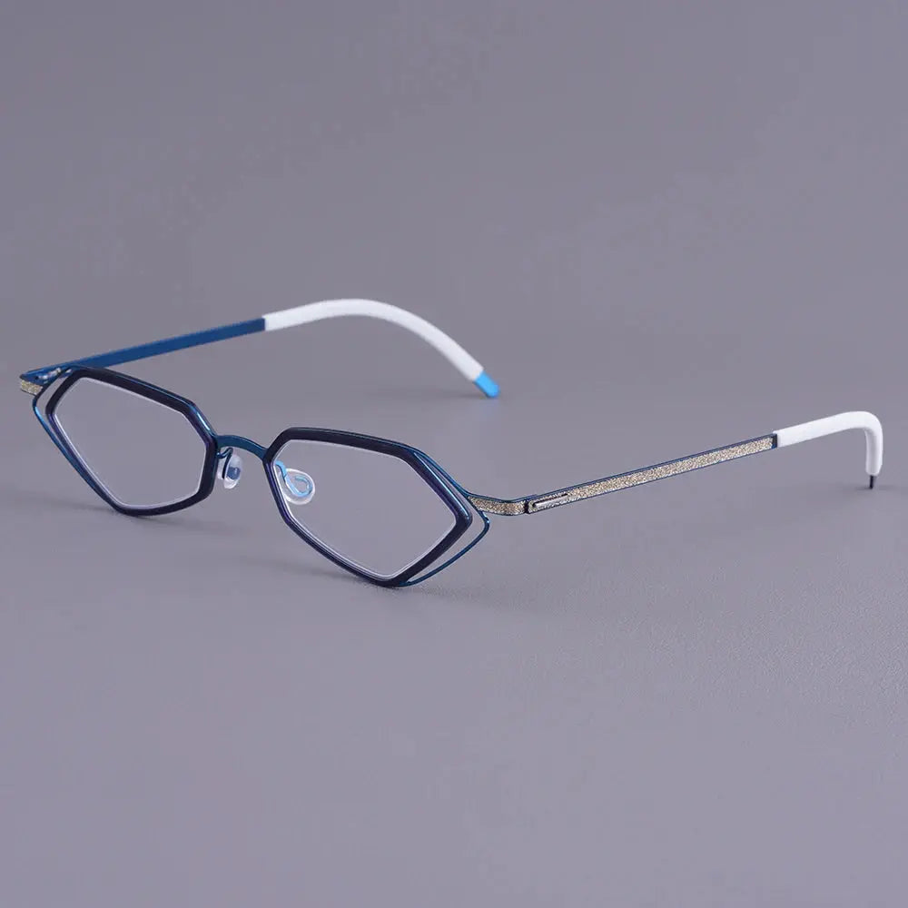 Bobbie 339576 Unisex Acetate Full Rim Polygon Oval Titanium Frames FuzWeb