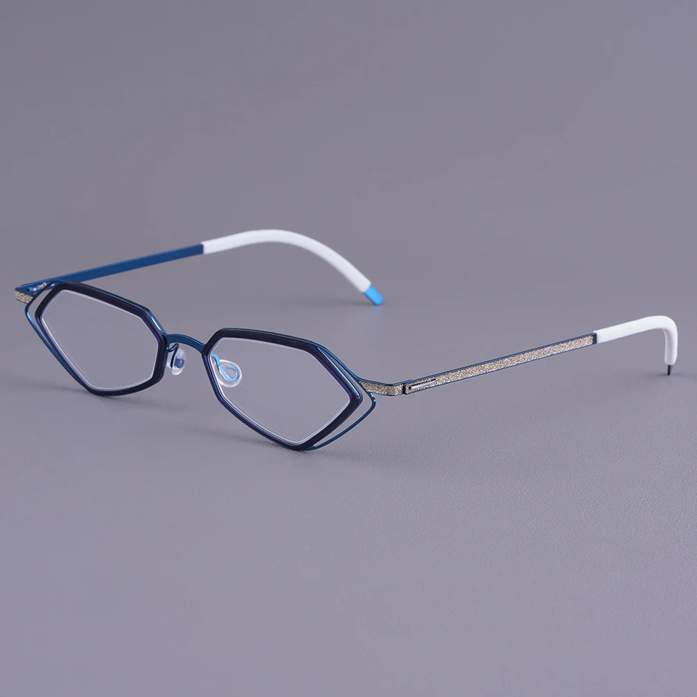 Bobbie Unisex Full Rim Geometric Titanium Eyeglasses V339-R-D