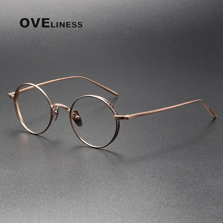 Oveliness Unisex Full Rim Round Titanium Eyeglasses M3087 Full Rim Oveliness rose gold  