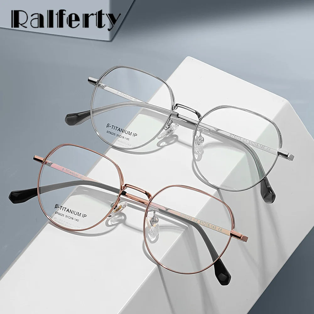 Ralferty Unisex Full Rim Flat Top Oval Titanium Eyeglasses R6225 Full Rim Ralferty   