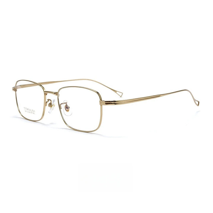 Yimaruili Men's Full Rim Square Titanium Eyeglasses Y181113 Full Rim Yimaruili Eyeglasses Gold  