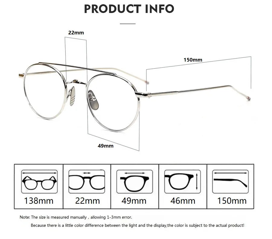 Bobbie Women's Full Rim Round Double Bridge Titanium Eyeglasses 612101