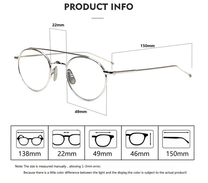 Bobbie Women's Full Rim Round Double Bridge Titanium Eyeglasses 612101