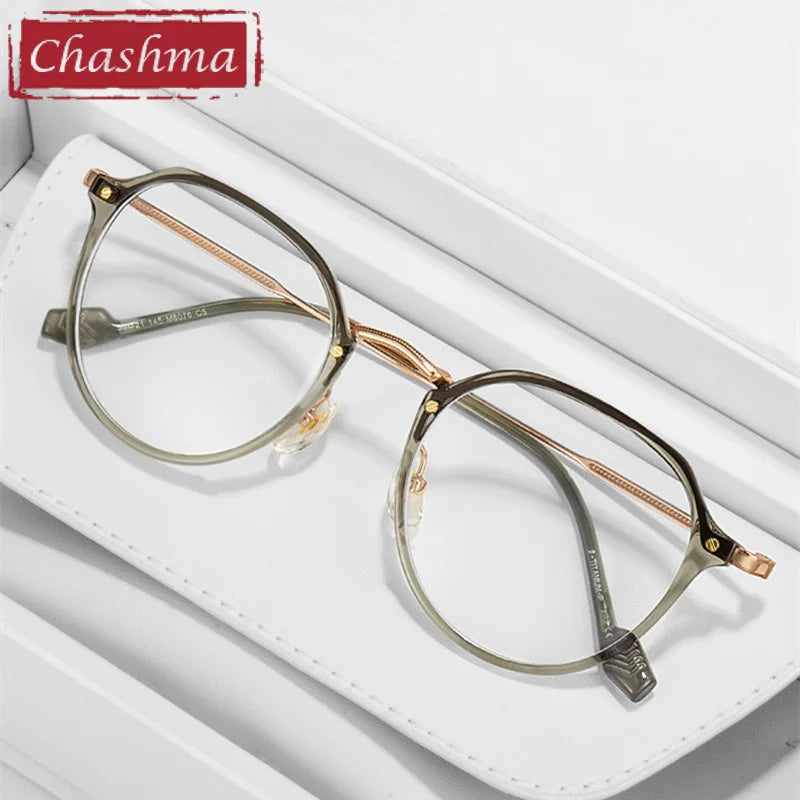 Chashma Ottica Women's Full Rim Flat Top Oval Tr 90 Titanium Eyeglassess