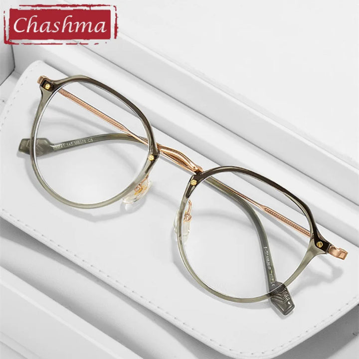 Chashma Ottica Women's Full Rim Flat Top Oval Tr 90 Titanium Eyeglassess