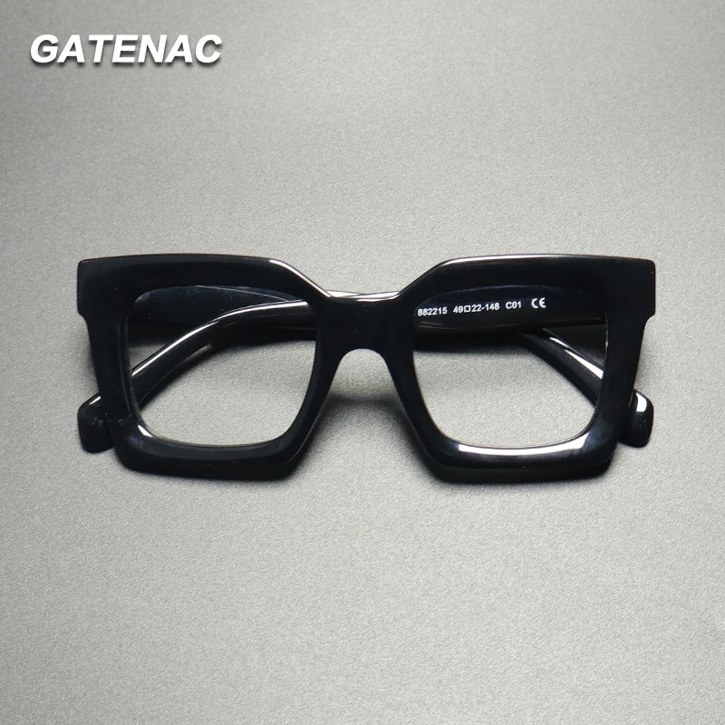 Gatenac Unisex Full Rim Square Thick Acetate Eyeglasses Gxyj156 Full Rim Gatenac